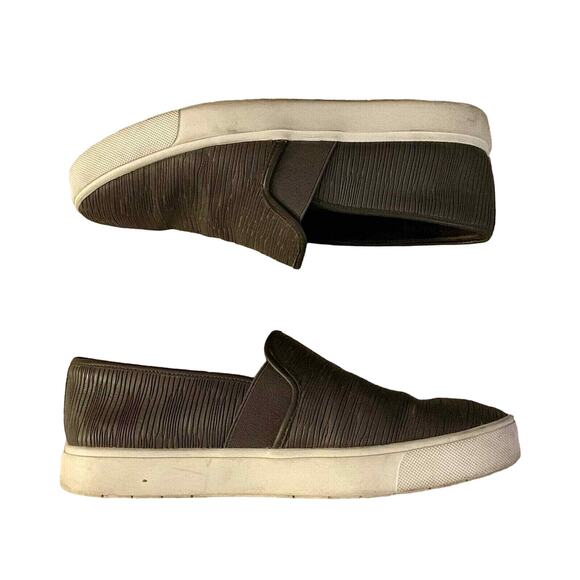 Vince Dark Gray Blair Textured Leather Slip On Sneakers - Size 7 - Casual Shoes - Picture 7 of 9